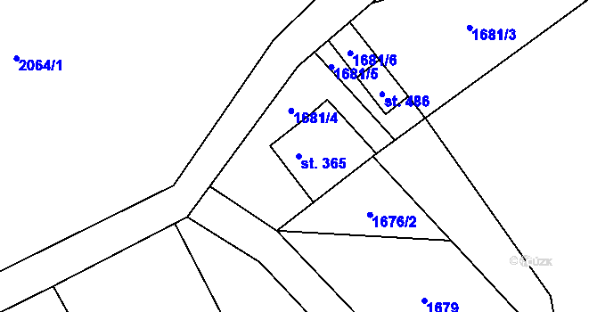 Parcela st. 365 v KÚ Černá Voda, Katastrální mapa