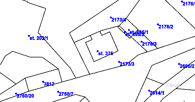 Parcela st. 375 v KÚ Černá Voda, Katastrální mapa