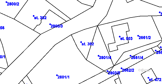 Parcela st. 392 v KÚ Černá Voda, Katastrální mapa