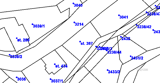 Parcela st. 397 v KÚ Černá Voda, Katastrální mapa