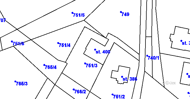 Parcela st. 400 v KÚ Černá Voda, Katastrální mapa