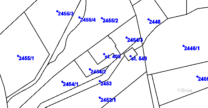 Parcela st. 405 v KÚ Černá Voda, Katastrální mapa