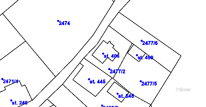 Parcela st. 406 v KÚ Černá Voda, Katastrální mapa