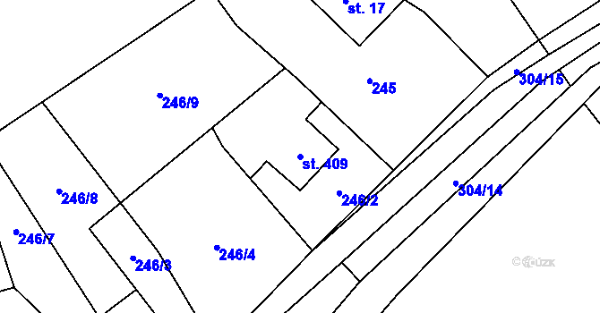 Parcela st. 409 v KÚ Černá Voda, Katastrální mapa