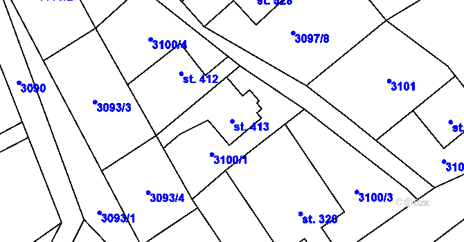Parcela st. 413 v KÚ Černá Voda, Katastrální mapa