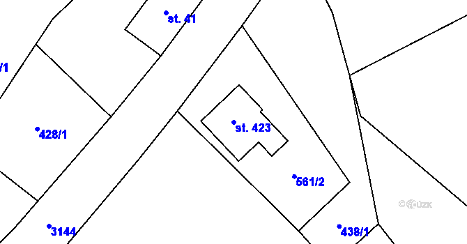 Parcela st. 423 v KÚ Černá Voda, Katastrální mapa