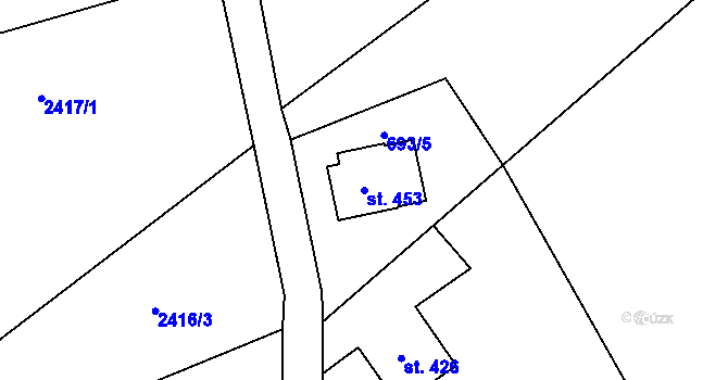 Parcela st. 453 v KÚ Černá Voda, Katastrální mapa