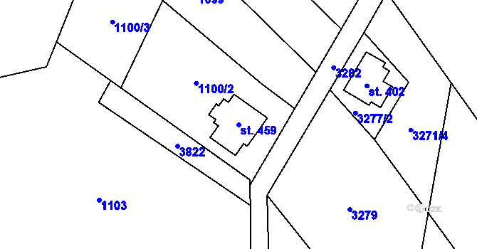 Parcela st. 459 v KÚ Černá Voda, Katastrální mapa