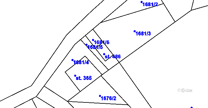 Parcela st. 486 v KÚ Černá Voda, Katastrální mapa
