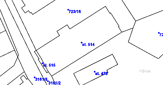 Parcela st. 514 v KÚ Černá Voda, Katastrální mapa