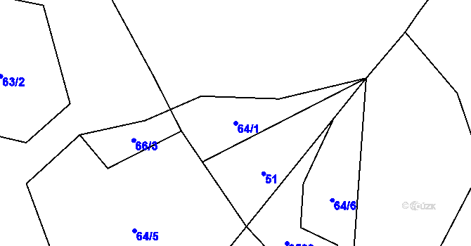 Parcela st. 64/1 v KÚ Černá Voda, Katastrální mapa