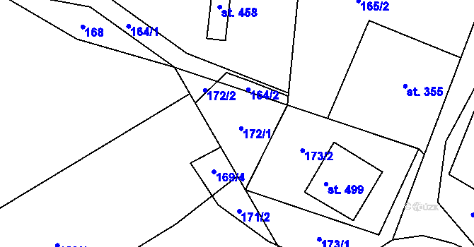Parcela st. 172 v KÚ Černá Voda, Katastrální mapa