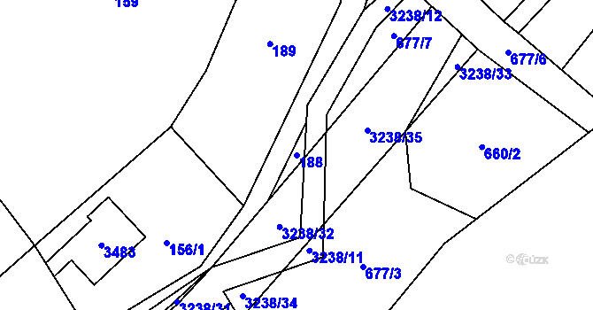 Parcela st. 188 v KÚ Černá Voda, Katastrální mapa