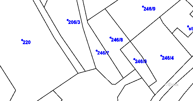 Parcela st. 246/7 v KÚ Černá Voda, Katastrální mapa