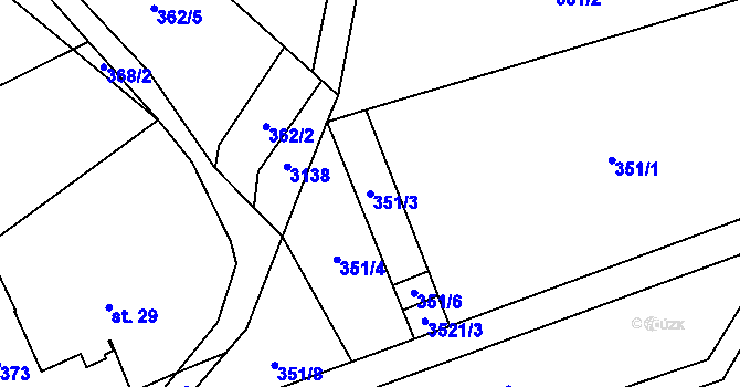 Parcela st. 351/3 v KÚ Černá Voda, Katastrální mapa