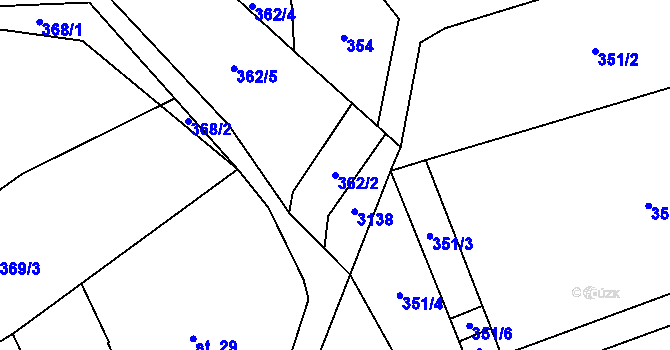 Parcela st. 362/2 v KÚ Černá Voda, Katastrální mapa