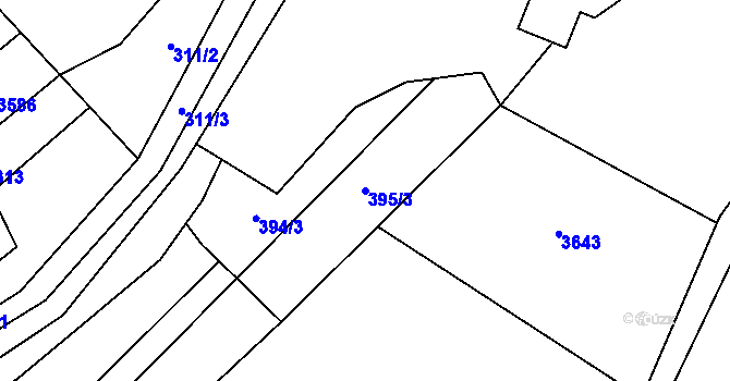 Parcela st. 395/3 v KÚ Černá Voda, Katastrální mapa