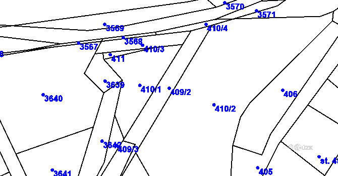 Parcela st. 409/2 v KÚ Černá Voda, Katastrální mapa