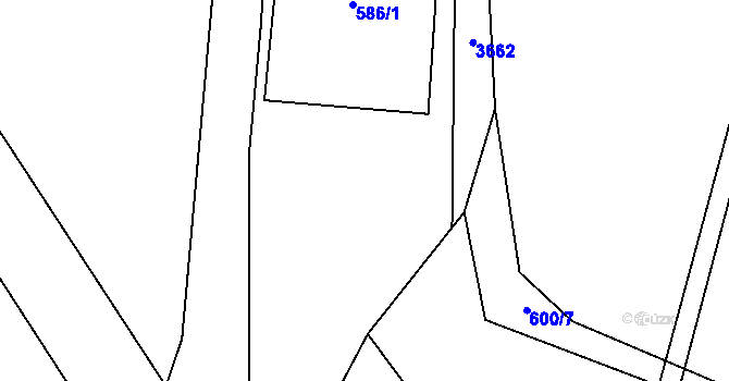 Parcela st. 586/2 v KÚ Černá Voda, Katastrální mapa