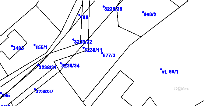 Parcela st. 677/3 v KÚ Černá Voda, Katastrální mapa
