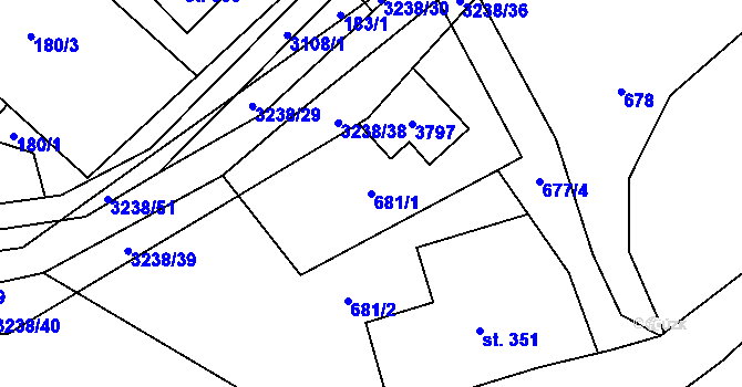 Parcela st. 681/1 v KÚ Černá Voda, Katastrální mapa