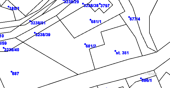 Parcela st. 681/2 v KÚ Černá Voda, Katastrální mapa