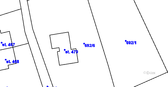 Parcela st. 692/6 v KÚ Černá Voda, Katastrální mapa