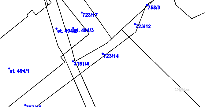 Parcela st. 723/14 v KÚ Černá Voda, Katastrální mapa