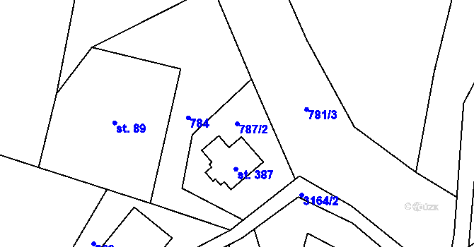 Parcela st. 787/2 v KÚ Černá Voda, Katastrální mapa