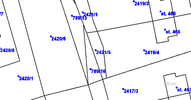 Parcela st. 2421/5 v KÚ Černá Voda, Katastrální mapa