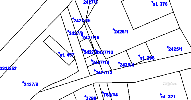 Parcela st. 2427/10 v KÚ Černá Voda, Katastrální mapa