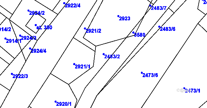 Parcela st. 2483/2 v KÚ Černá Voda, Katastrální mapa