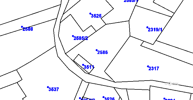 Parcela st. 2586 v KÚ Černá Voda, Katastrální mapa
