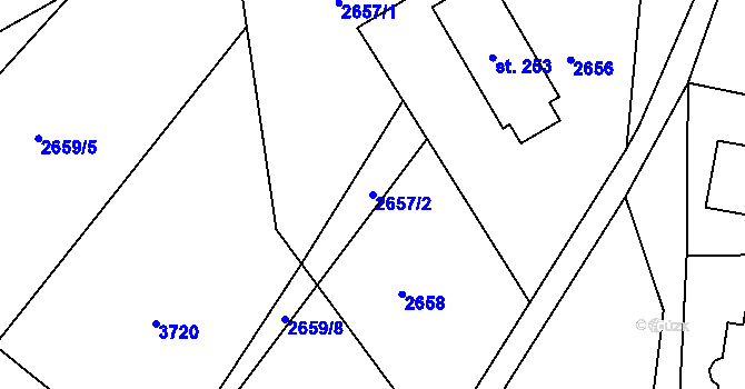 Parcela st. 2657/2 v KÚ Černá Voda, Katastrální mapa