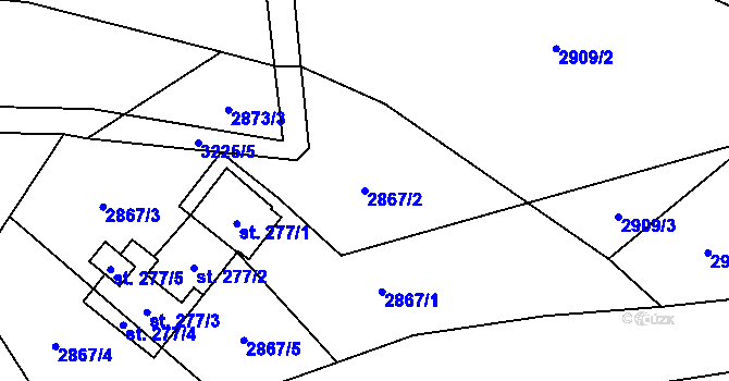 Parcela st. 2867/2 v KÚ Černá Voda, Katastrální mapa