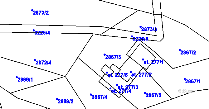 Parcela st. 2867/3 v KÚ Černá Voda, Katastrální mapa