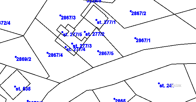 Parcela st. 2867/5 v KÚ Černá Voda, Katastrální mapa