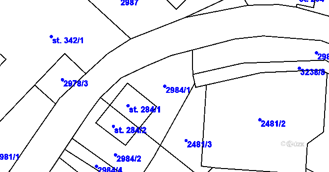 Parcela st. 2984/1 v KÚ Černá Voda, Katastrální mapa