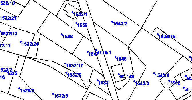 Parcela st. 3178/1 v KÚ Černá Voda, Katastrální mapa