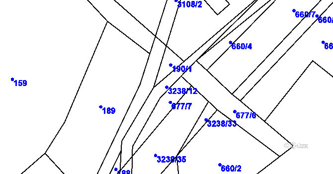 Parcela st. 3238/12 v KÚ Černá Voda, Katastrální mapa
