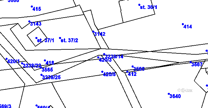 Parcela st. 3238/14 v KÚ Černá Voda, Katastrální mapa