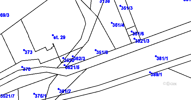 Parcela st. 351/8 v KÚ Černá Voda, Katastrální mapa