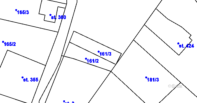 Parcela st. 161/3 v KÚ Černá Voda, Katastrální mapa