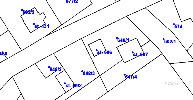 Parcela st. 586 v KÚ Černá Voda, Katastrální mapa