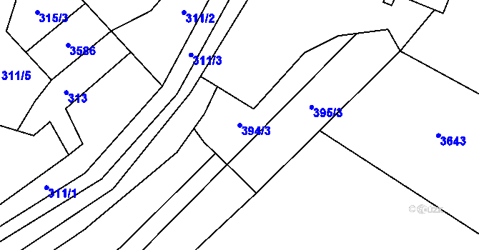 Parcela st. 394/3 v KÚ Černá Voda, Katastrální mapa