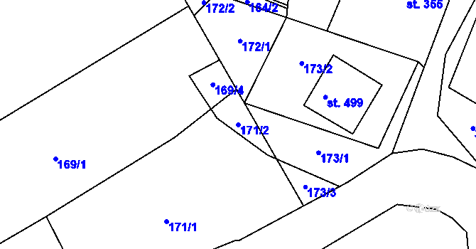 Parcela st. 171/2 v KÚ Černá Voda, Katastrální mapa