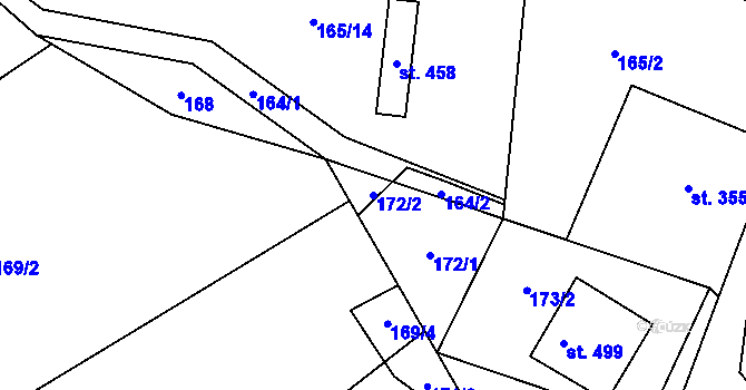 Parcela st. 172/2 v KÚ Černá Voda, Katastrální mapa