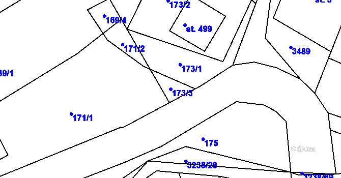 Parcela st. 173/3 v KÚ Černá Voda, Katastrální mapa
