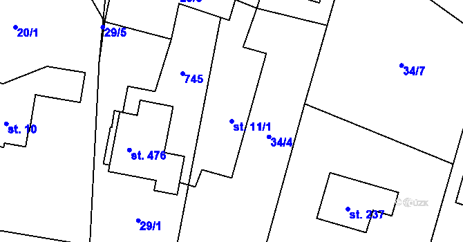 Parcela st. 11/1 v KÚ Černá za Bory, Katastrální mapa