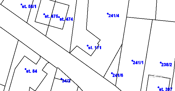 Parcela st. 171 v KÚ Černá za Bory, Katastrální mapa